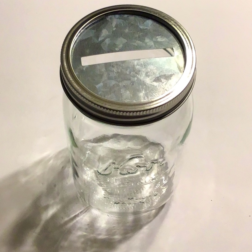 Galvanized Coin Bank Lid with Wide Mouth Canning Jar